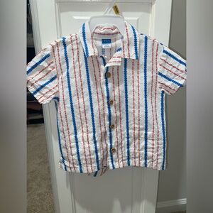 Kids Striped Button-Up Shirt - Red, Blue, and White